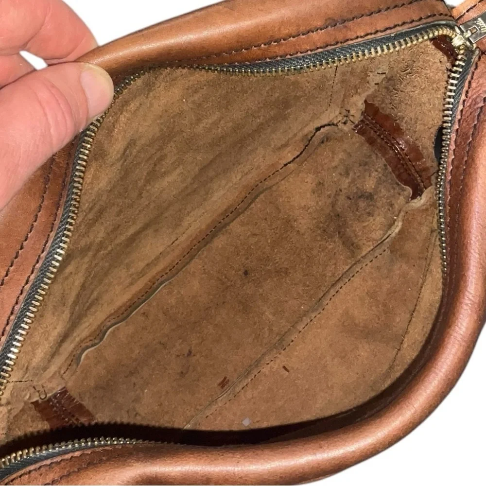 👜 Vintage Brown Leather‎ Crossbody Bag 🧳 Distressed Satchel Messenger Bag
